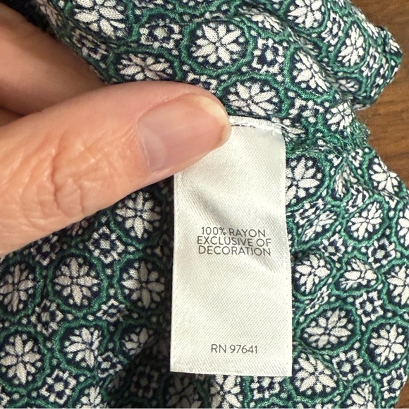 J. Jill 2X Green Boho Print Button Front Long Sleeve Tunic Top Plus Size - Picture 7 of 9